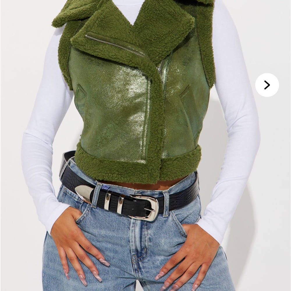 Fashion Nova Green Moto Vest